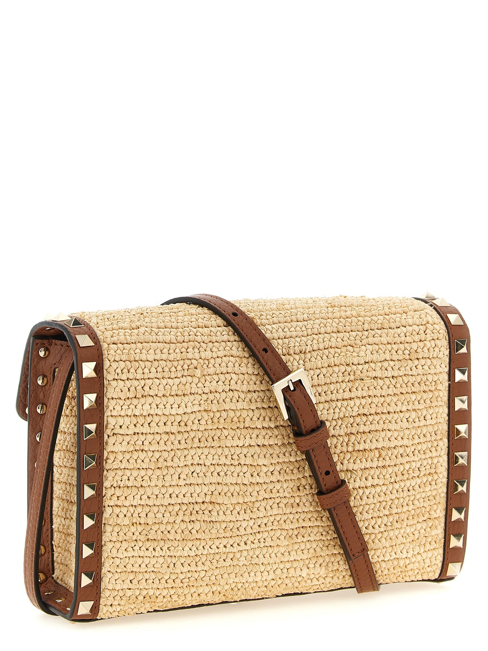 Valentino Garavani Beige Raffia Crossbody Bag