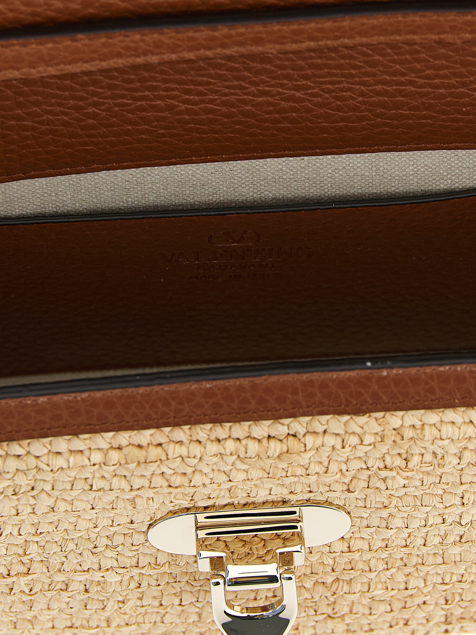Valentino Garavani Beige Raffia Crossbody Bag