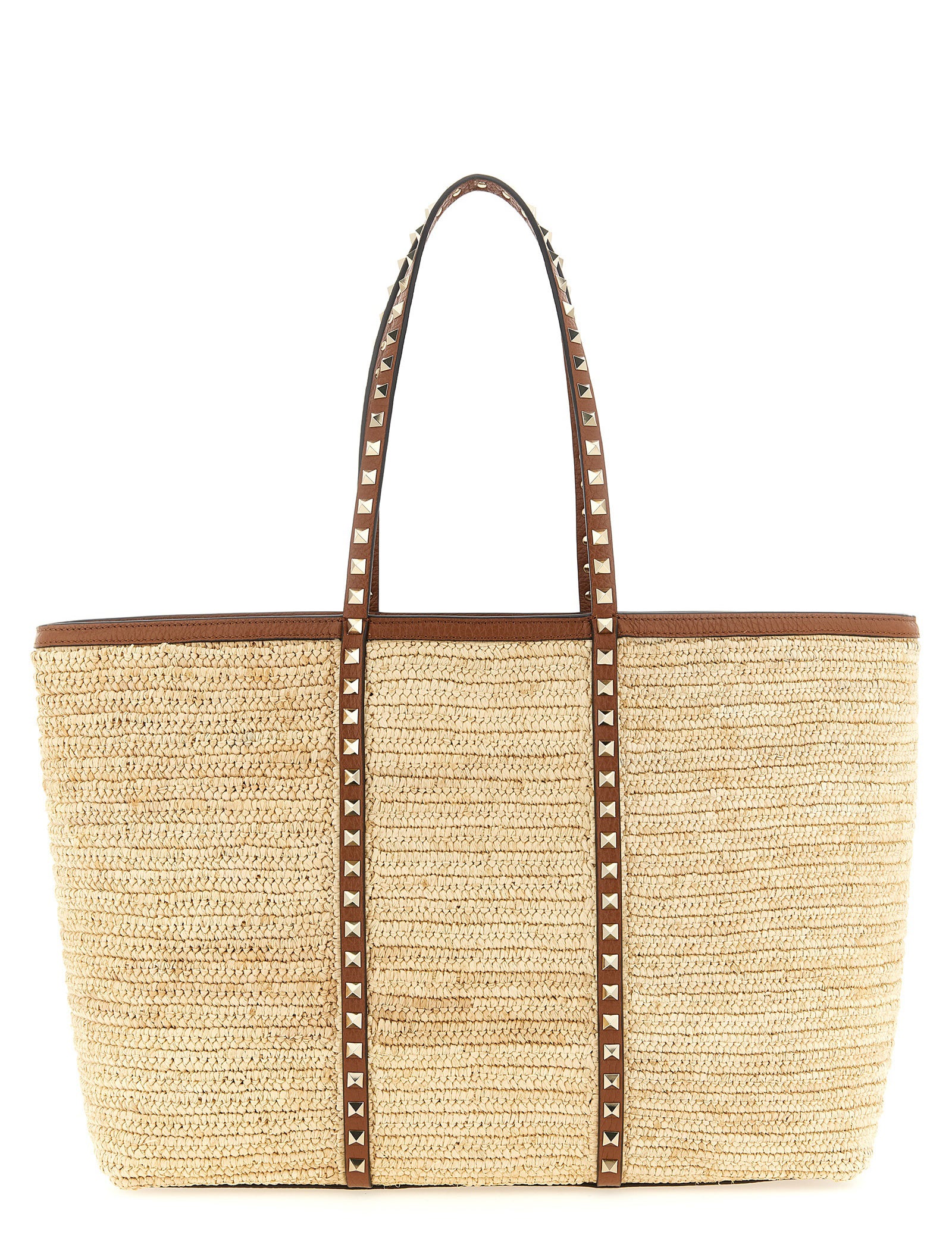 Valentino Garavani Beige Straw Tote Bag