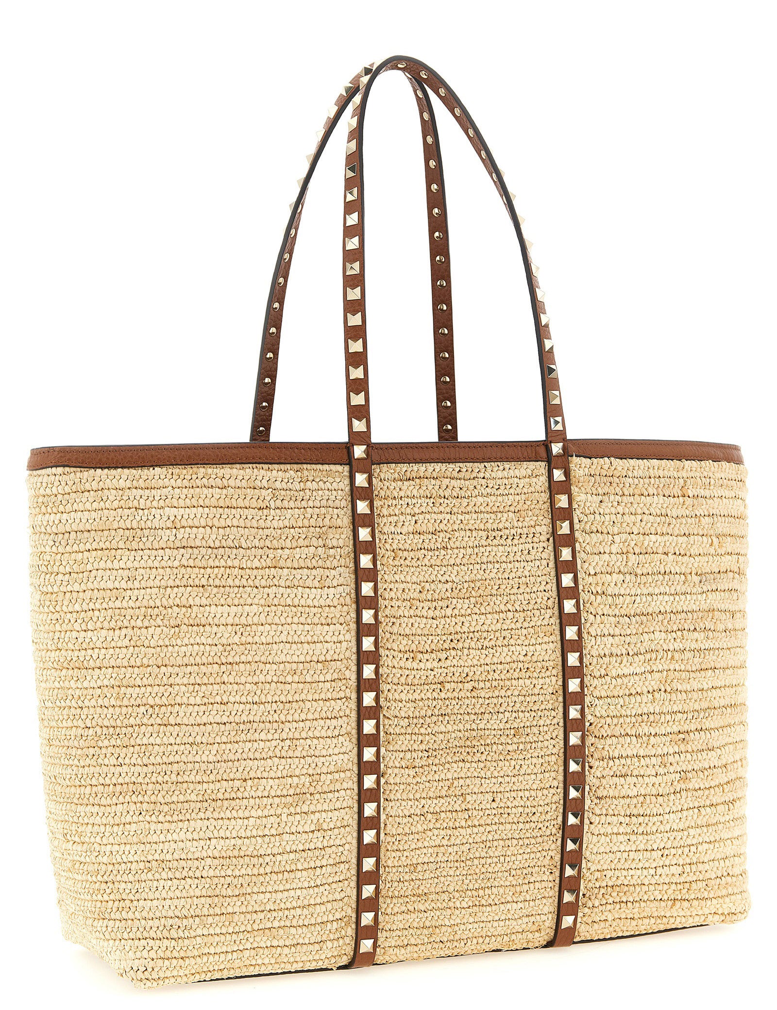 Valentino Garavani Beige Straw Tote Bag