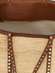 Valentino Garavani Beige Straw Tote Bag