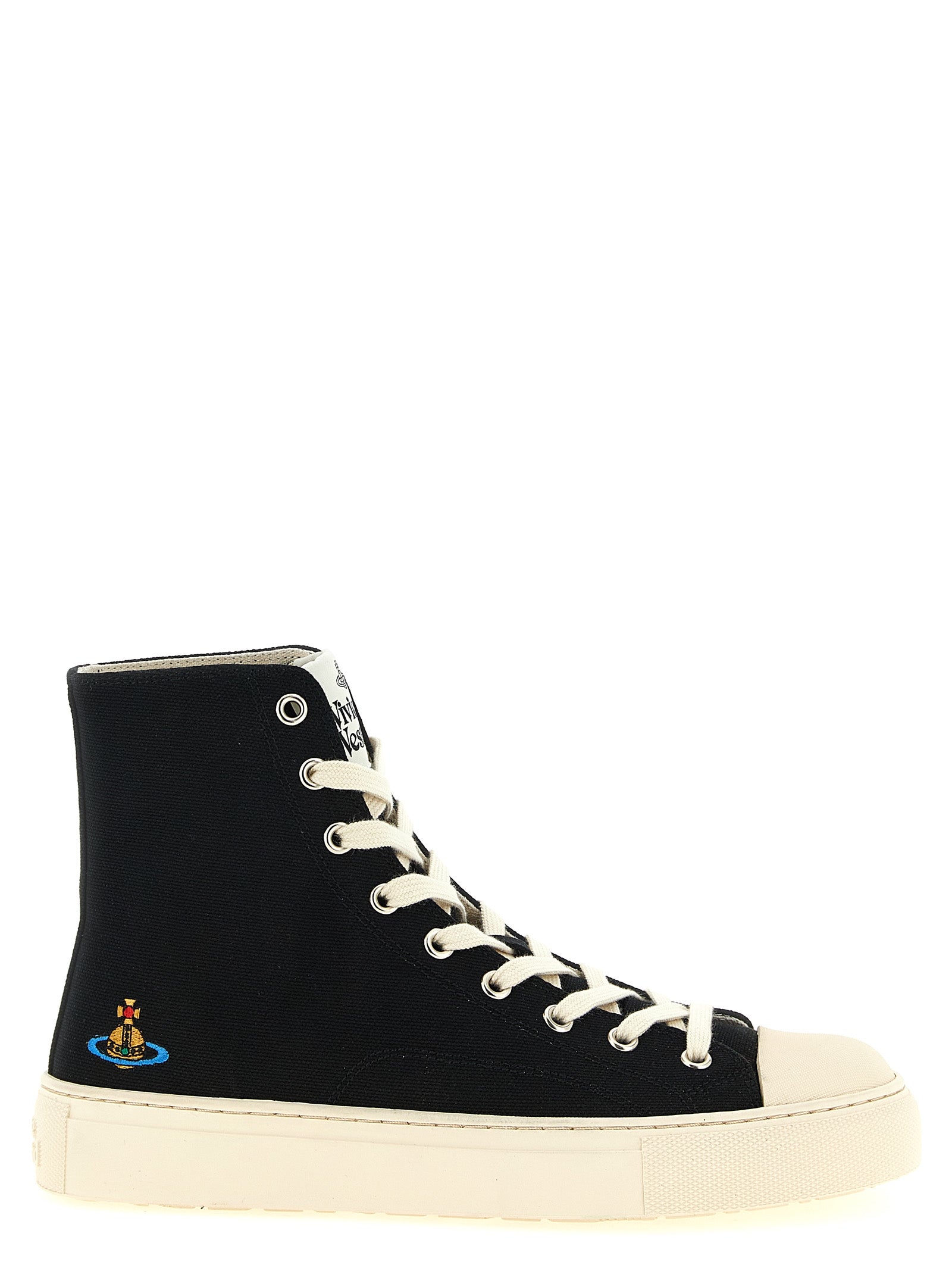 Vivienne Westwood White/Black Cotton High Top Sneakers