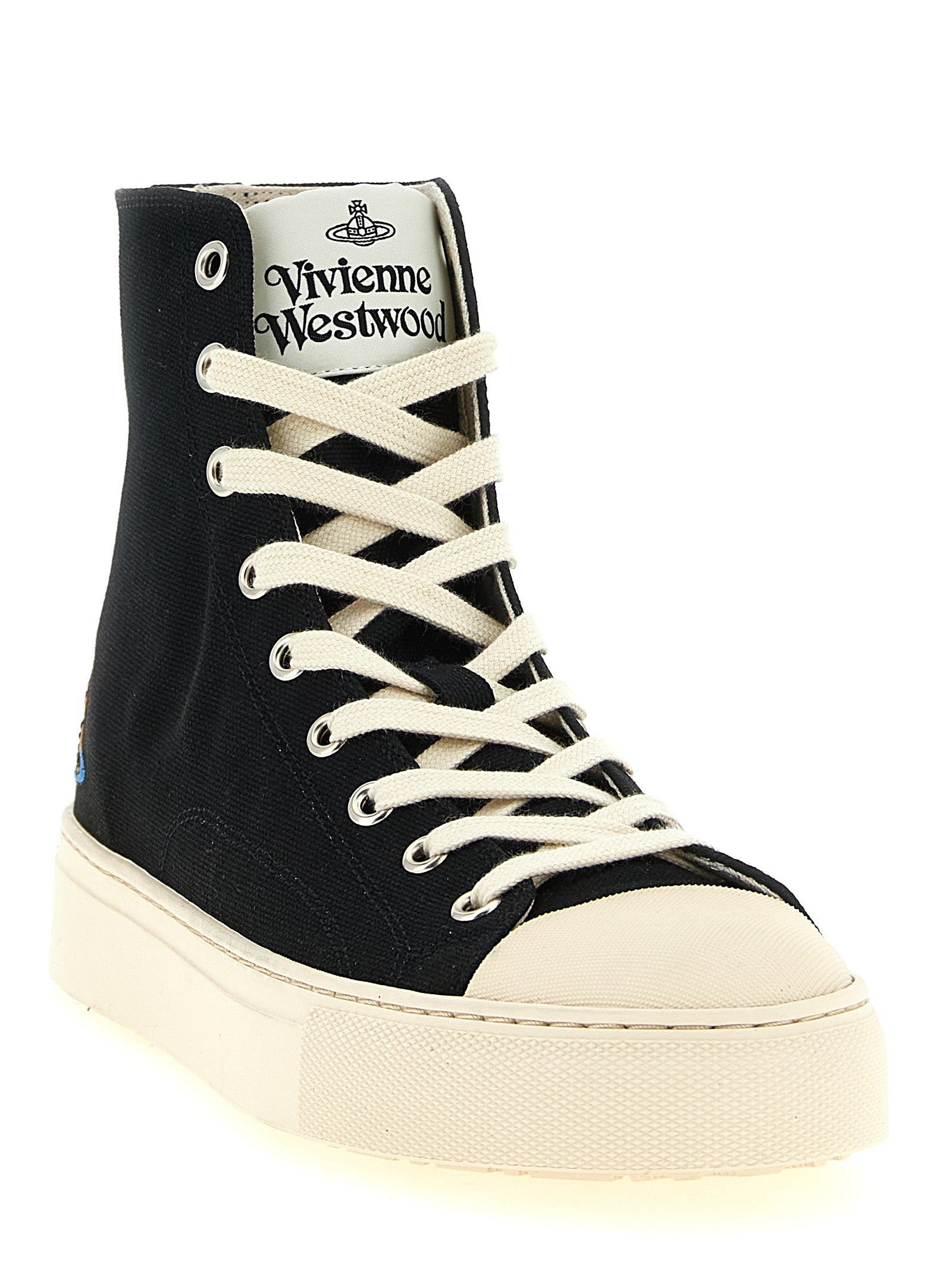 Vivienne Westwood White/Black Cotton High Top Sneakers