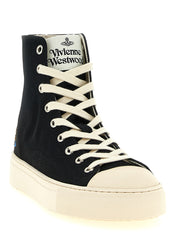 Vivienne Westwood White/Black Cotton High Top Sneakers