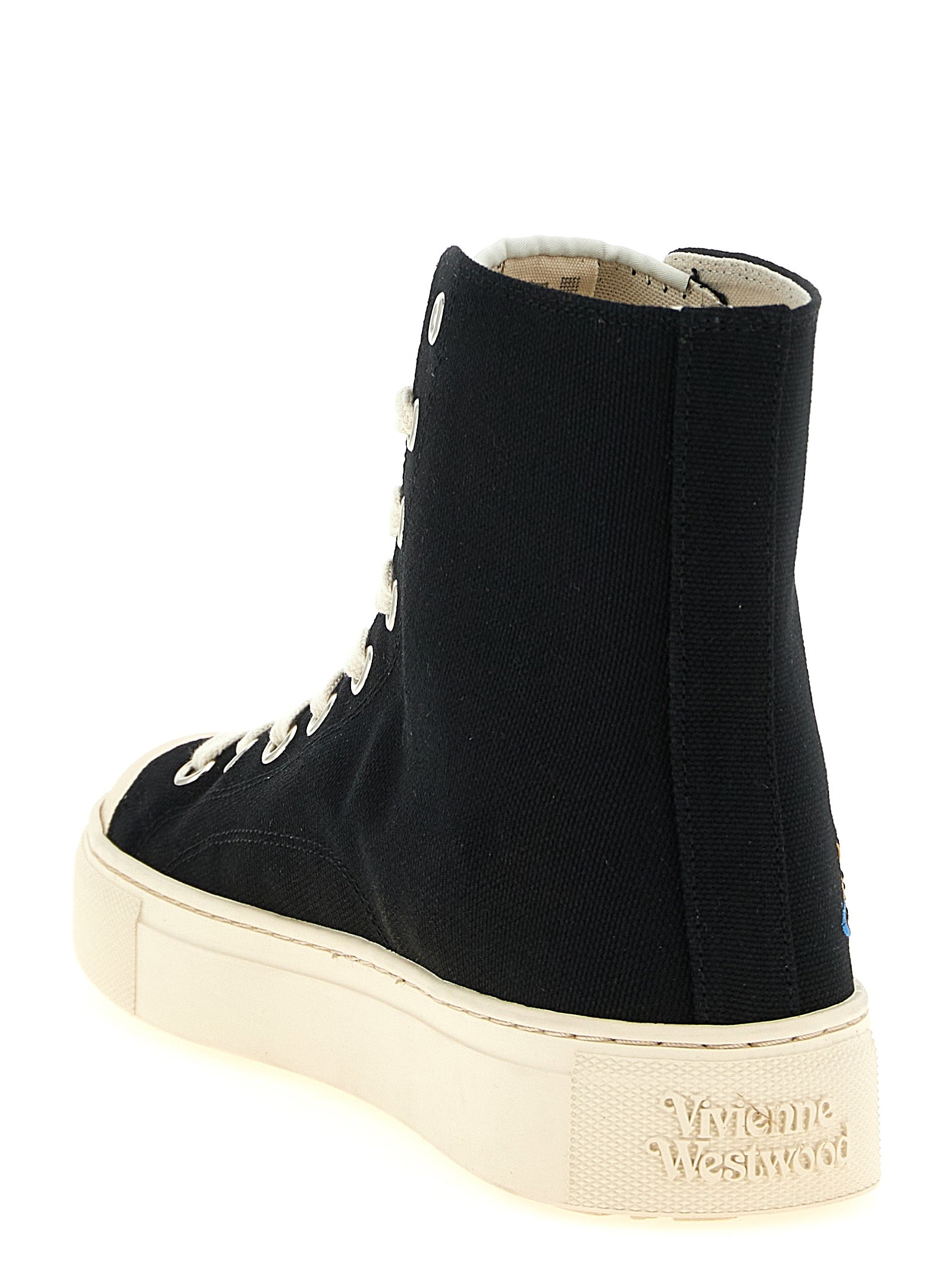 Vivienne Westwood White/Black Cotton High Top Sneakers