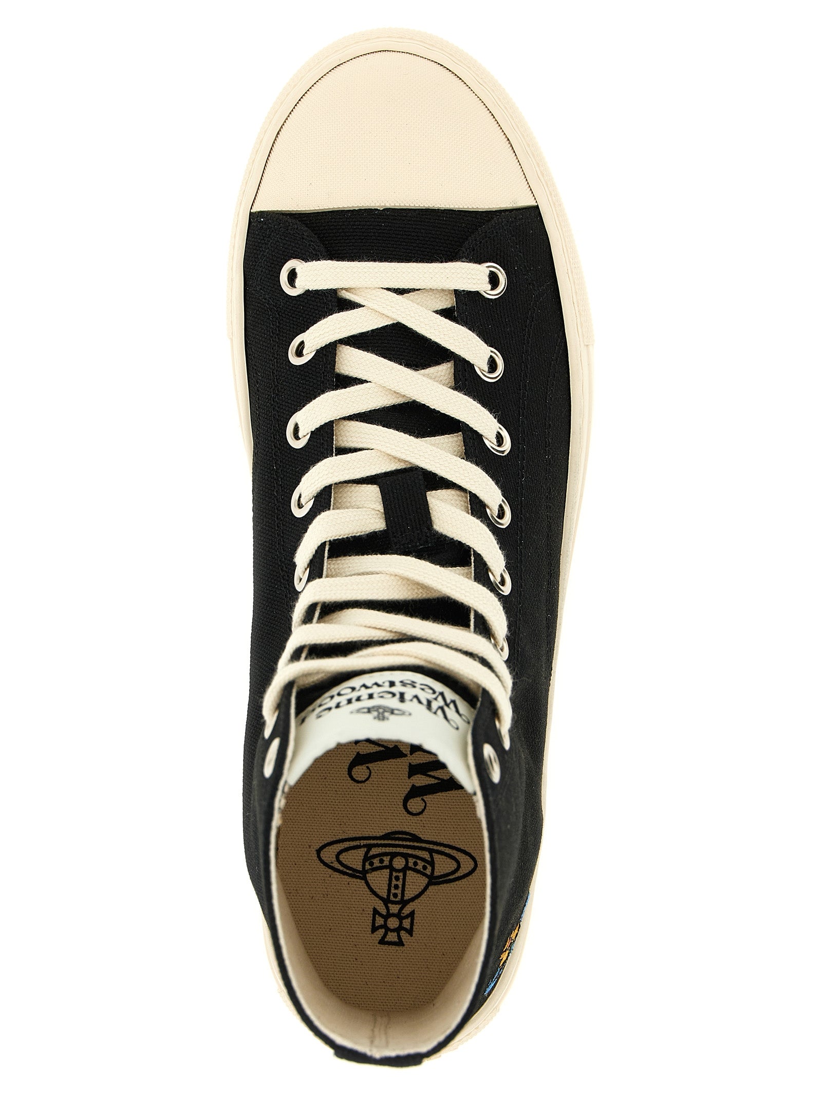 Vivienne Westwood White/Black Cotton High Top Sneakers
