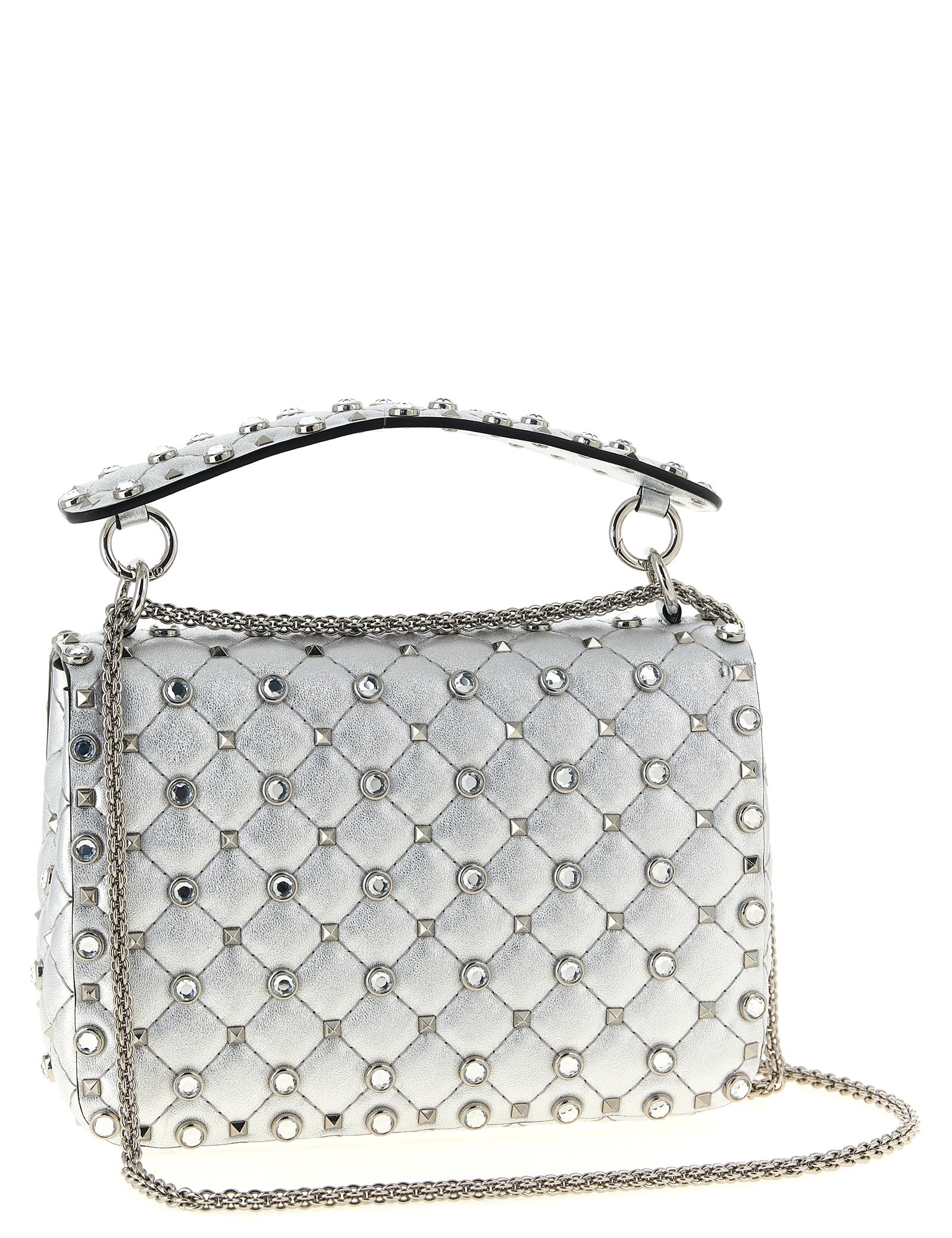 Valentino Garavani Silver Lamb Leather Shoulder Bag