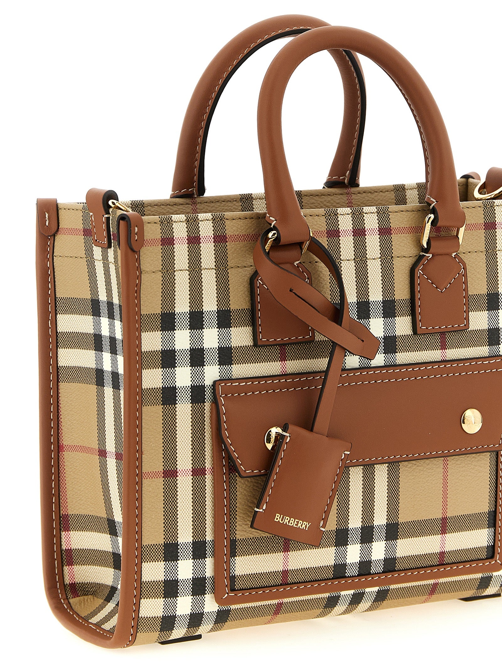 Burberry Beige Polyurethane Mini Shopping Bag