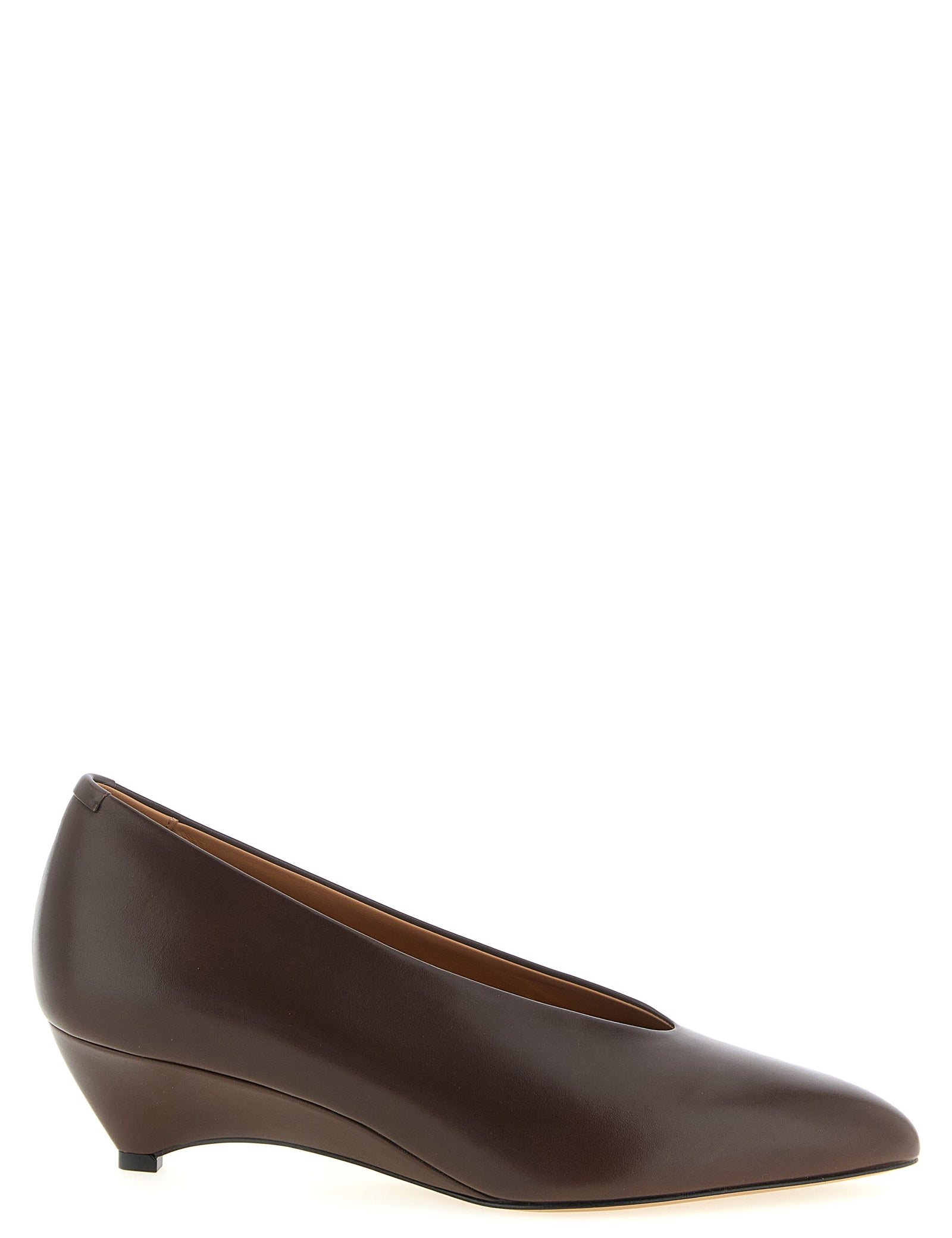 Jil Sander Brown Calfskin Mid Heel Pumps
