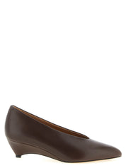 Jil Sander Brown Calfskin Mid Heel Pumps