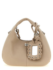 Ganni Beige Faux Leather Mini Hobo Bag
