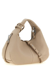 Ganni Beige Faux Leather Mini Hobo Bag