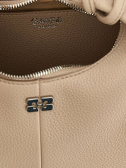 Ganni Beige Faux Leather Mini Hobo Bag