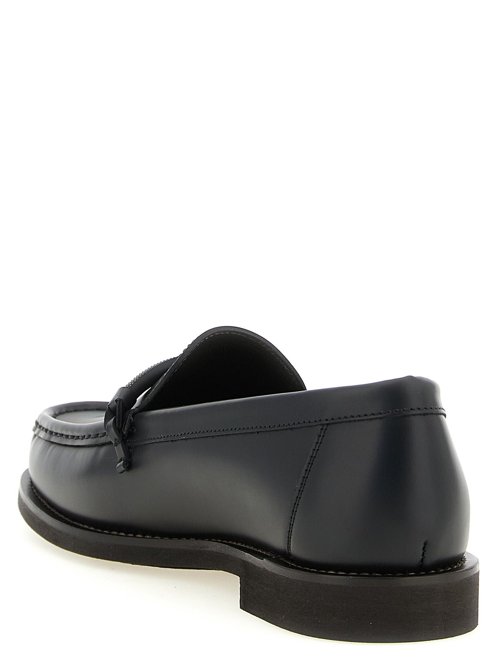 Brunello Cucinelli Black Calfskin Penny Loafers
