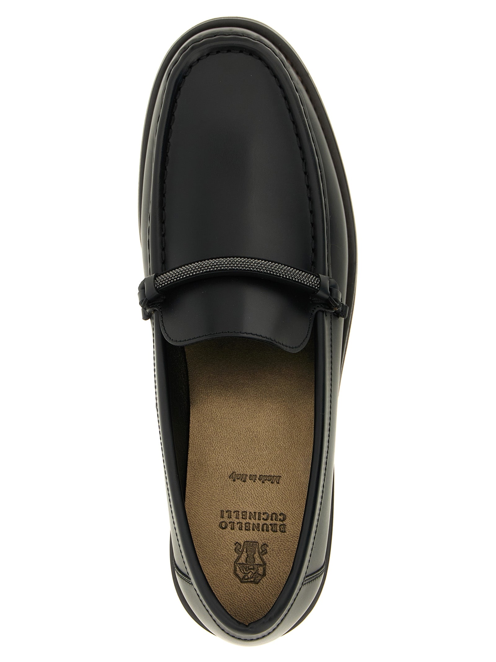 Brunello Cucinelli Black Calfskin Penny Loafers