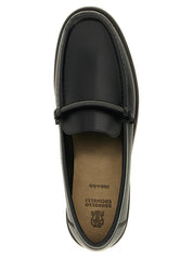 Brunello Cucinelli Black Calfskin Penny Loafers