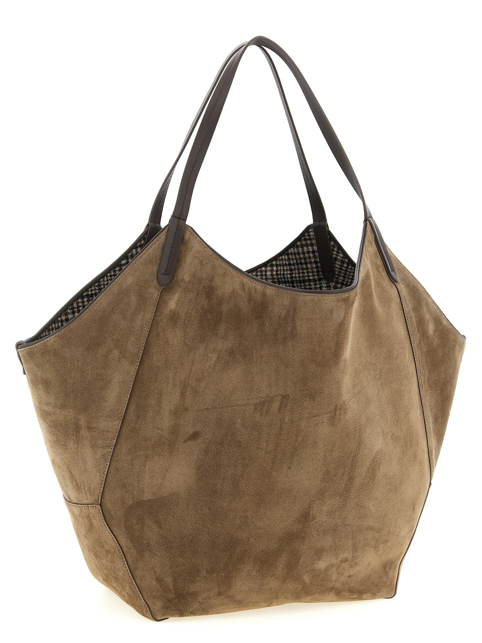 Brunello Cucinelli Brown Alpaca Leather Tote Bag