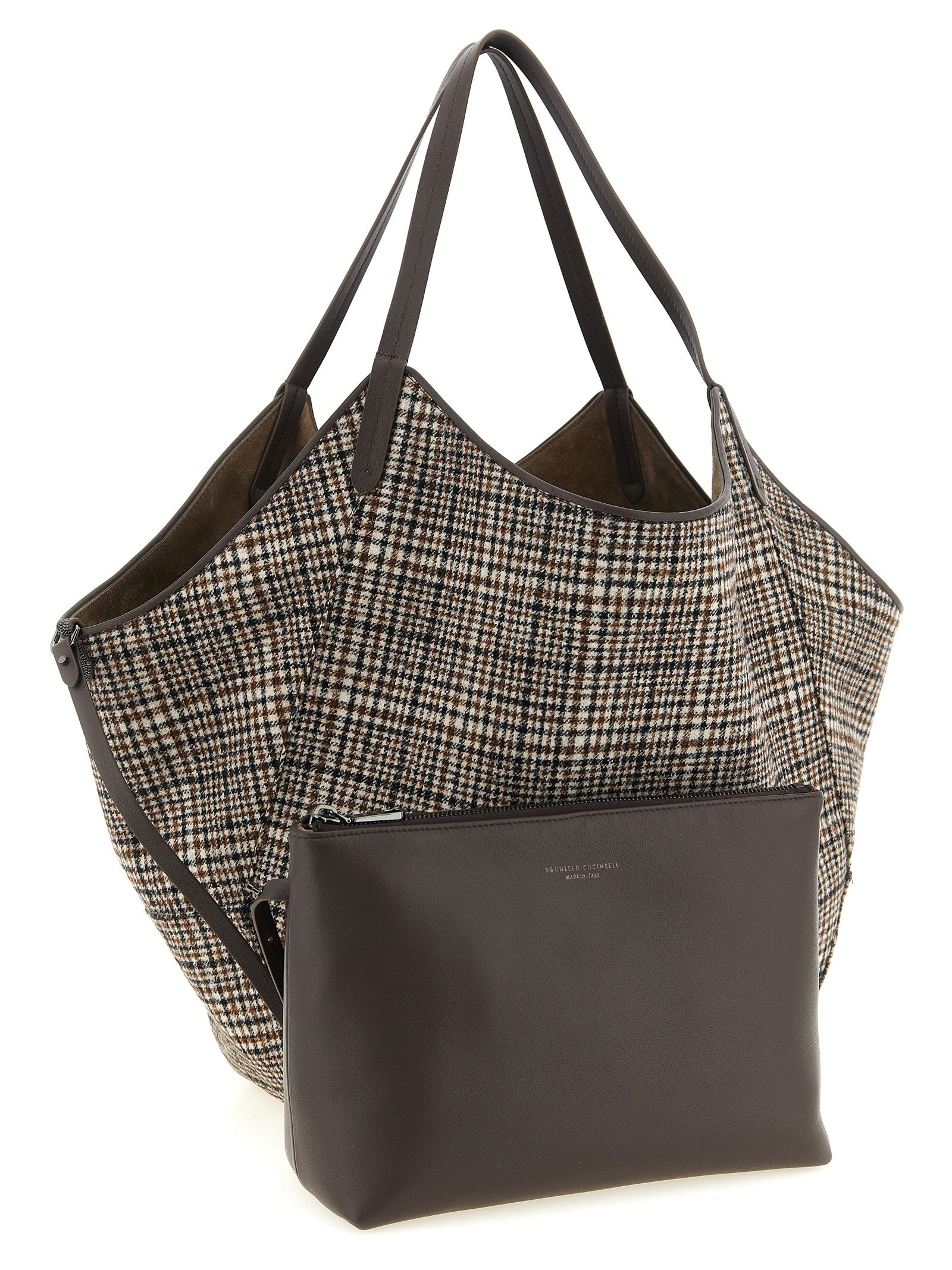 Brunello Cucinelli Brown Alpaca Leather Tote Bag