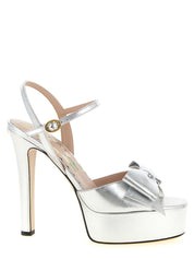 Valentino Garavani Silver Laminated Leather Stiletto Heel Sandals