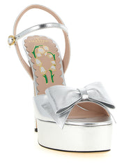 Valentino Garavani Silver Laminated Leather Stiletto Heel Sandals