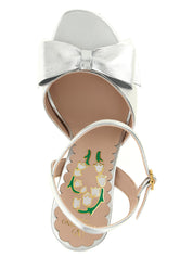 Valentino Garavani Silver Laminated Leather Stiletto Heel Sandals