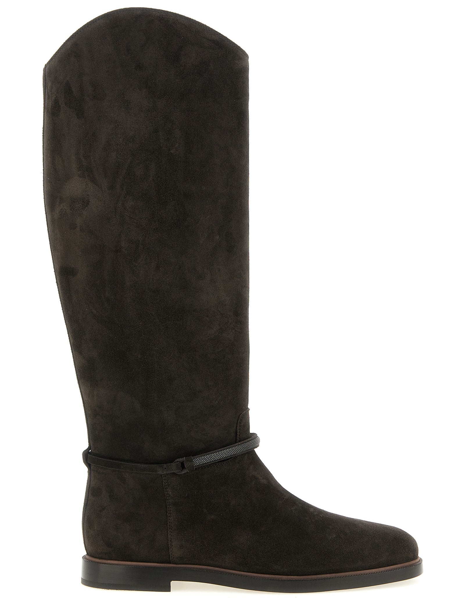 Brunello Cucinelli Black Calfskin Over The Knee Boots