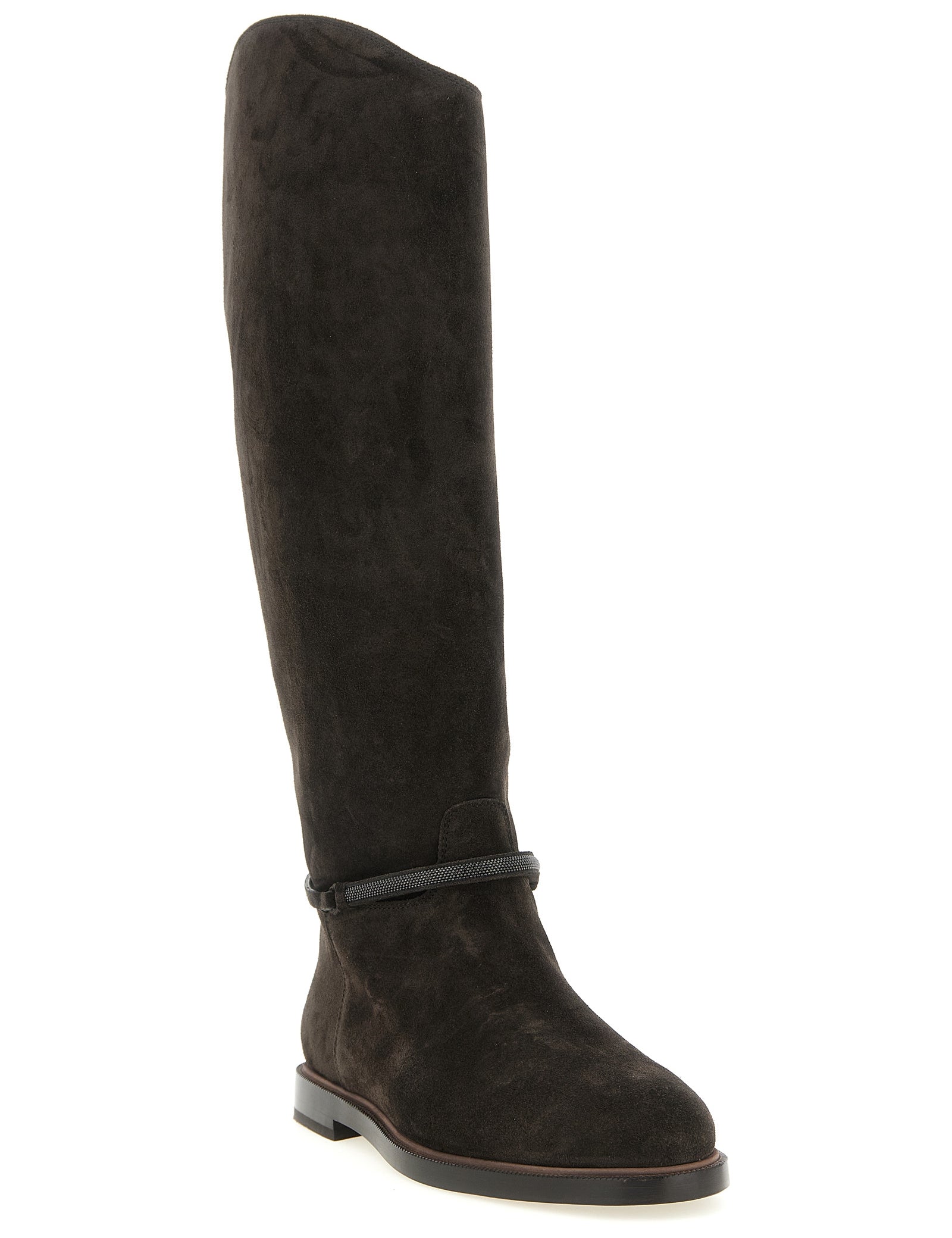 Brunello Cucinelli Black Calfskin Over The Knee Boots
