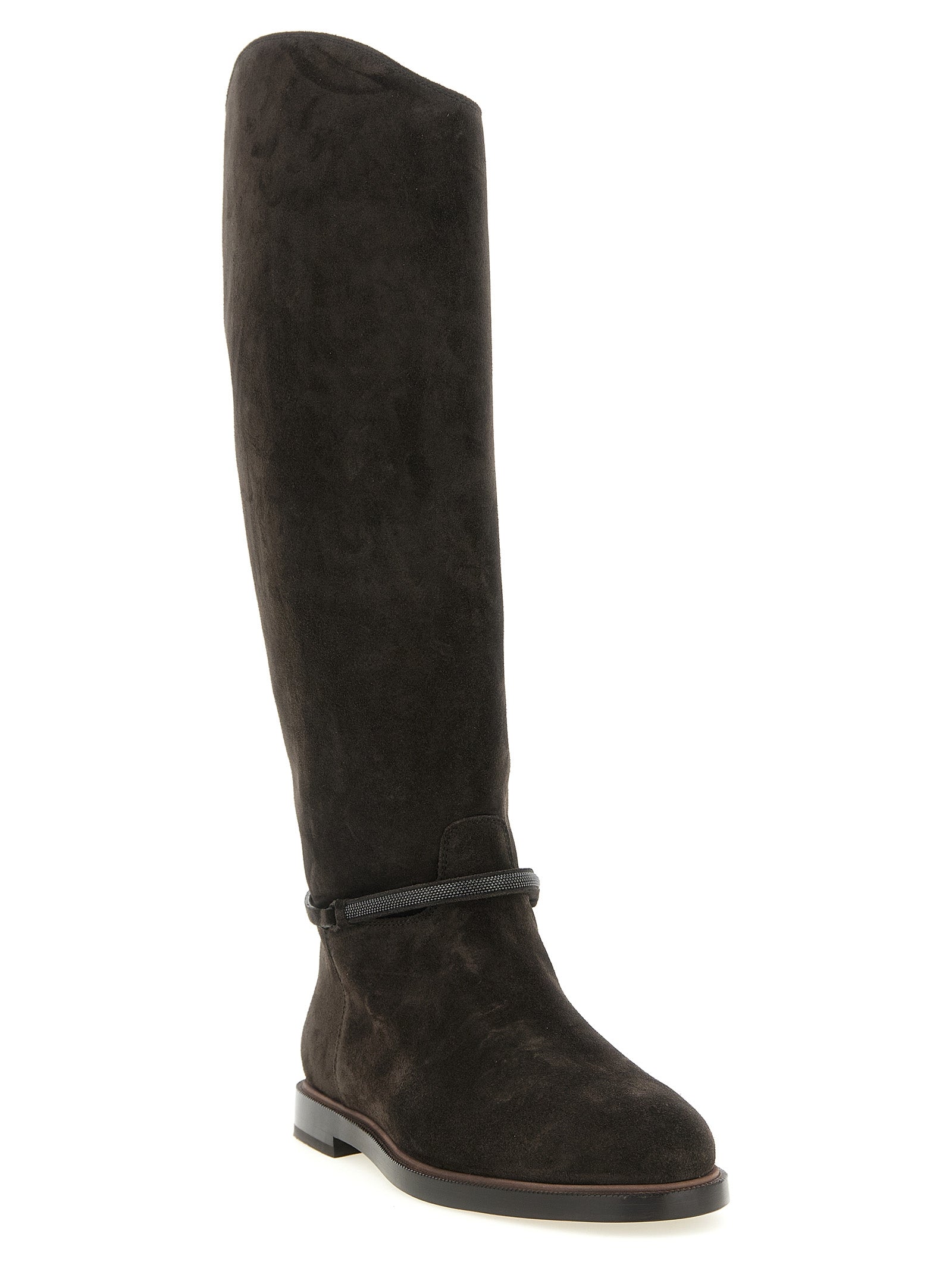 Brunello Cucinelli Black Calfskin Over The Knee Boots