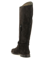 Brunello Cucinelli Black Calfskin Over The Knee Boots