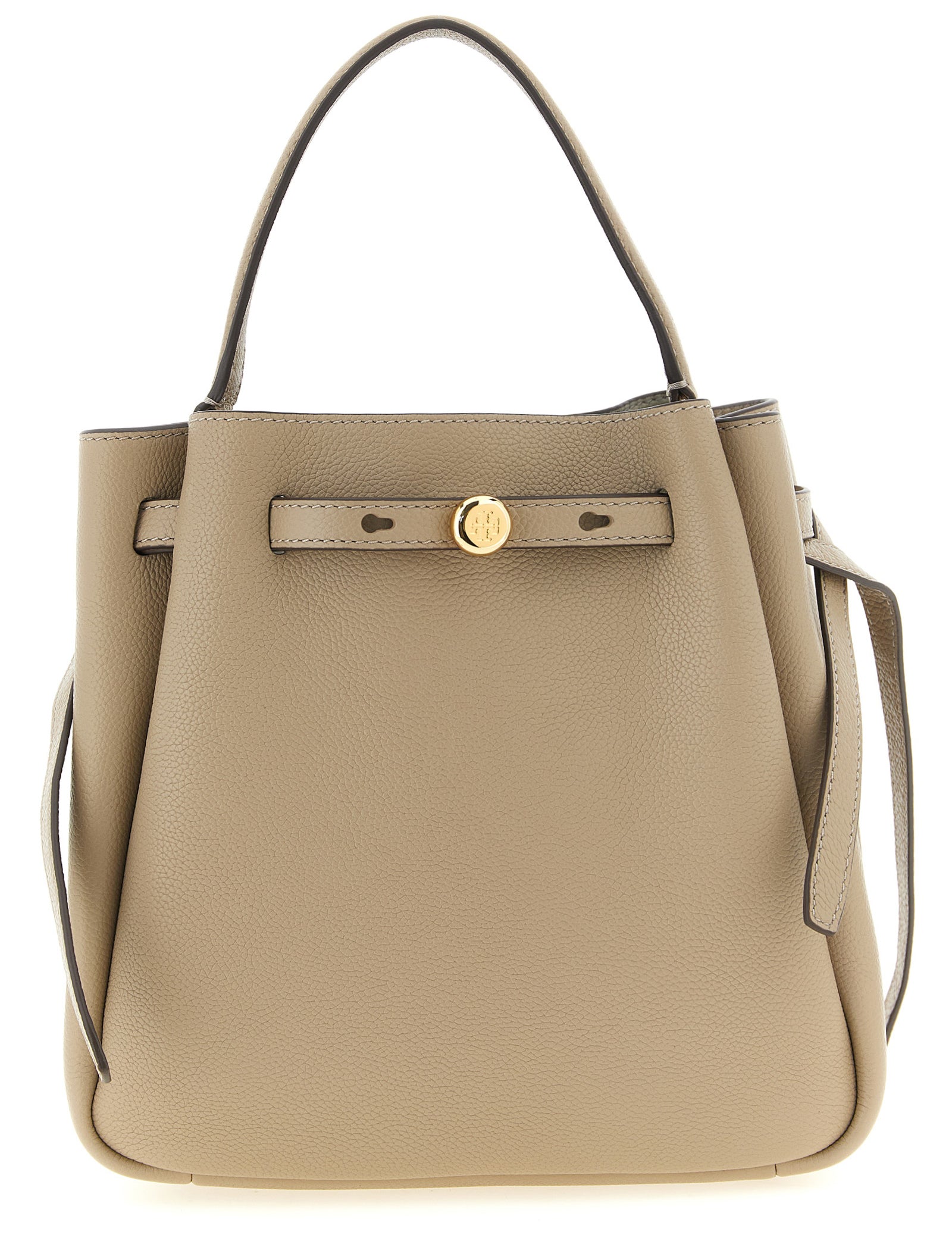 Tory Burch Beige Hammered Leather Bucket Bag