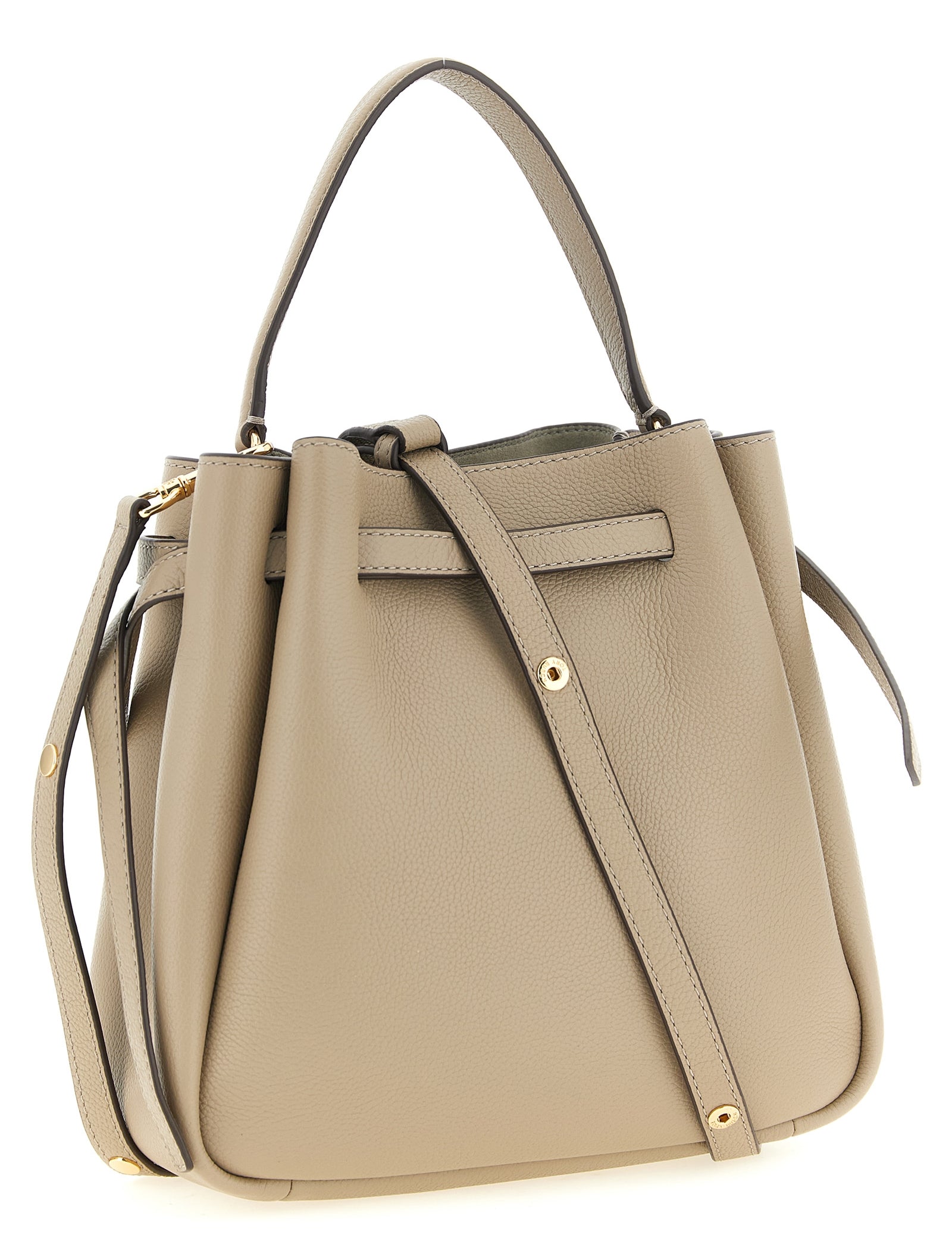 Tory Burch Beige Hammered Leather Bucket Bag