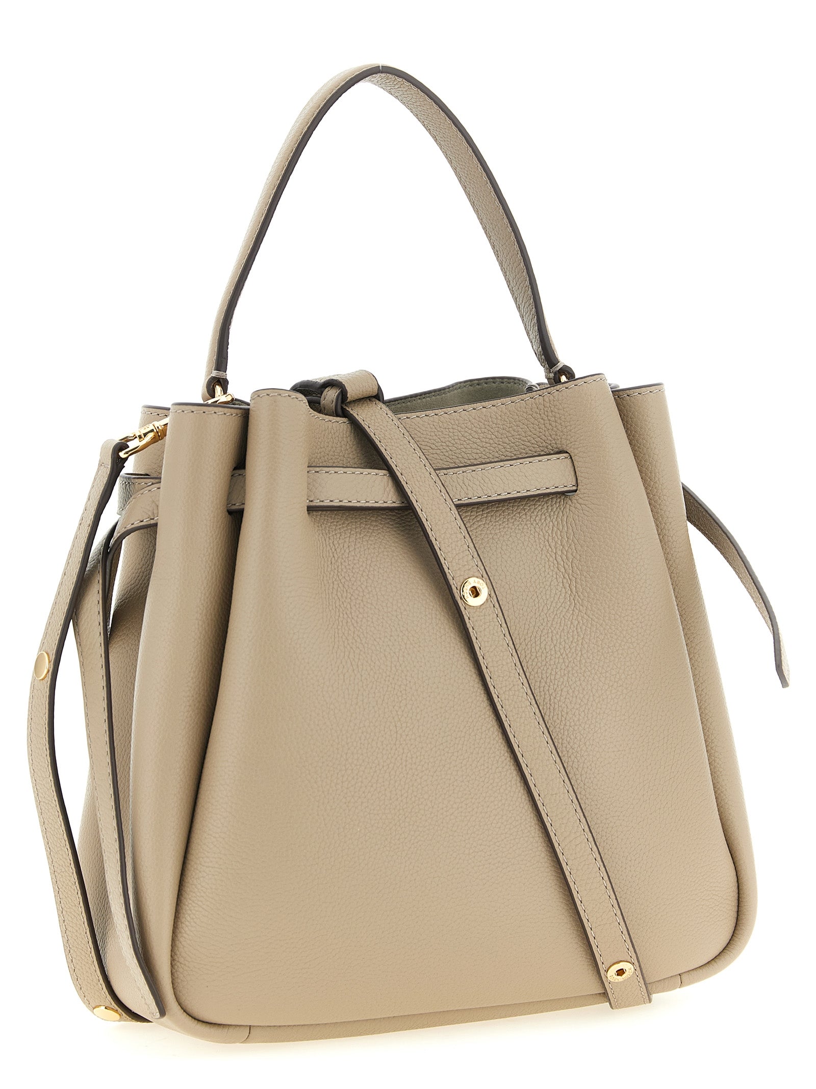 Tory Burch Beige Hammered Leather Bucket Bag