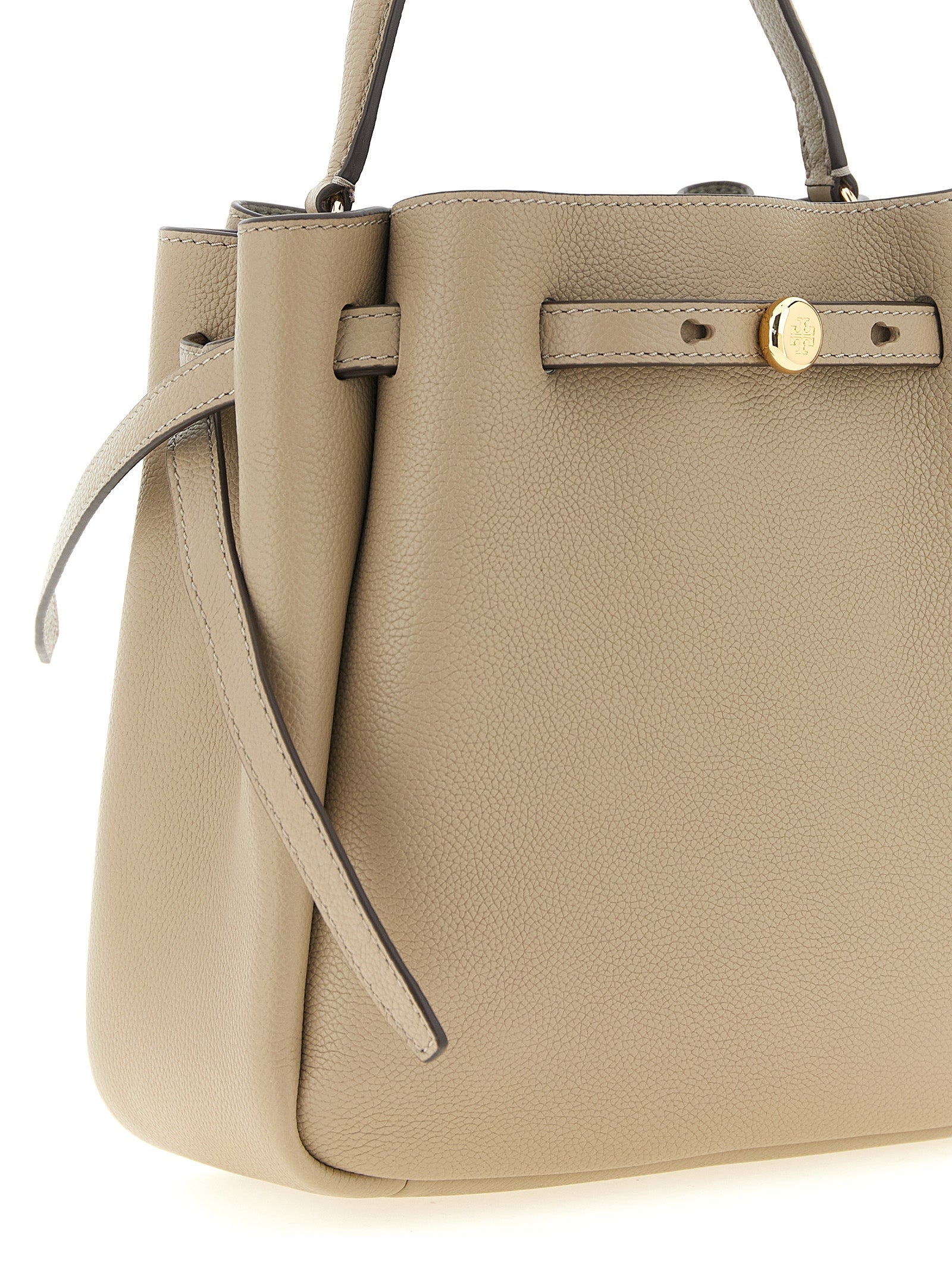 Tory Burch Beige Hammered Leather Bucket Bag