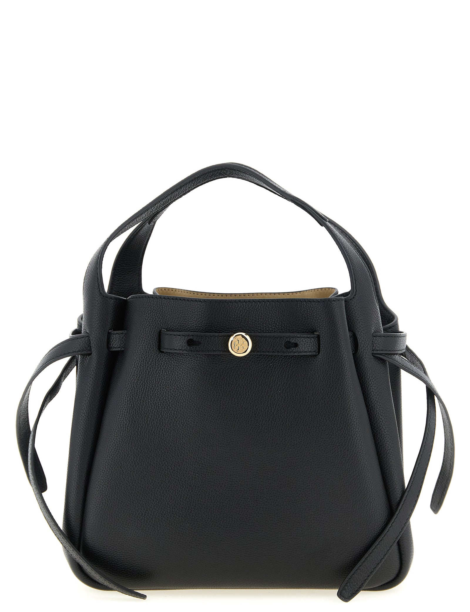 Tory Burch Black Hammered Leather Handbag