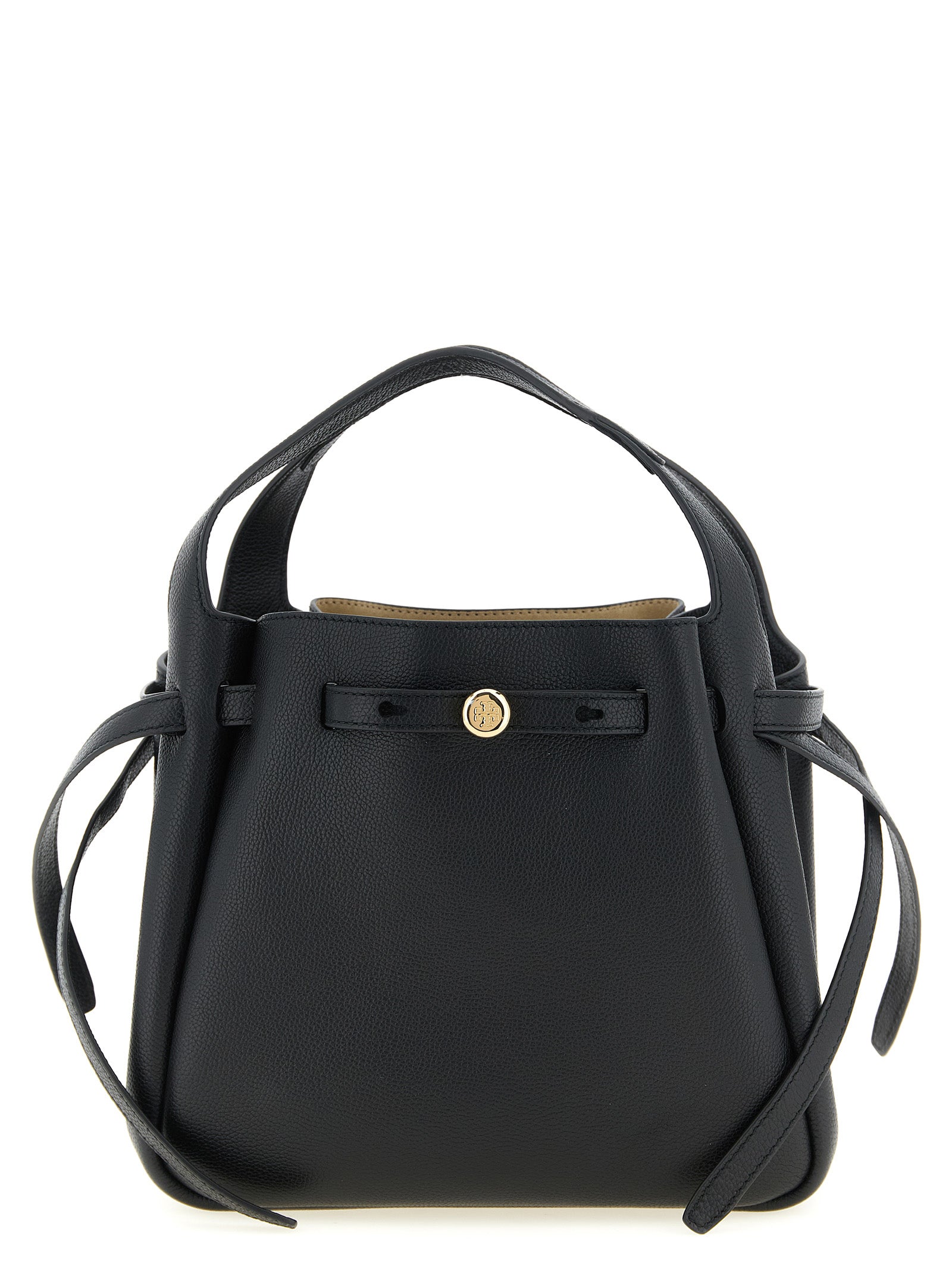 Tory Burch Black Hammered Leather Handbag