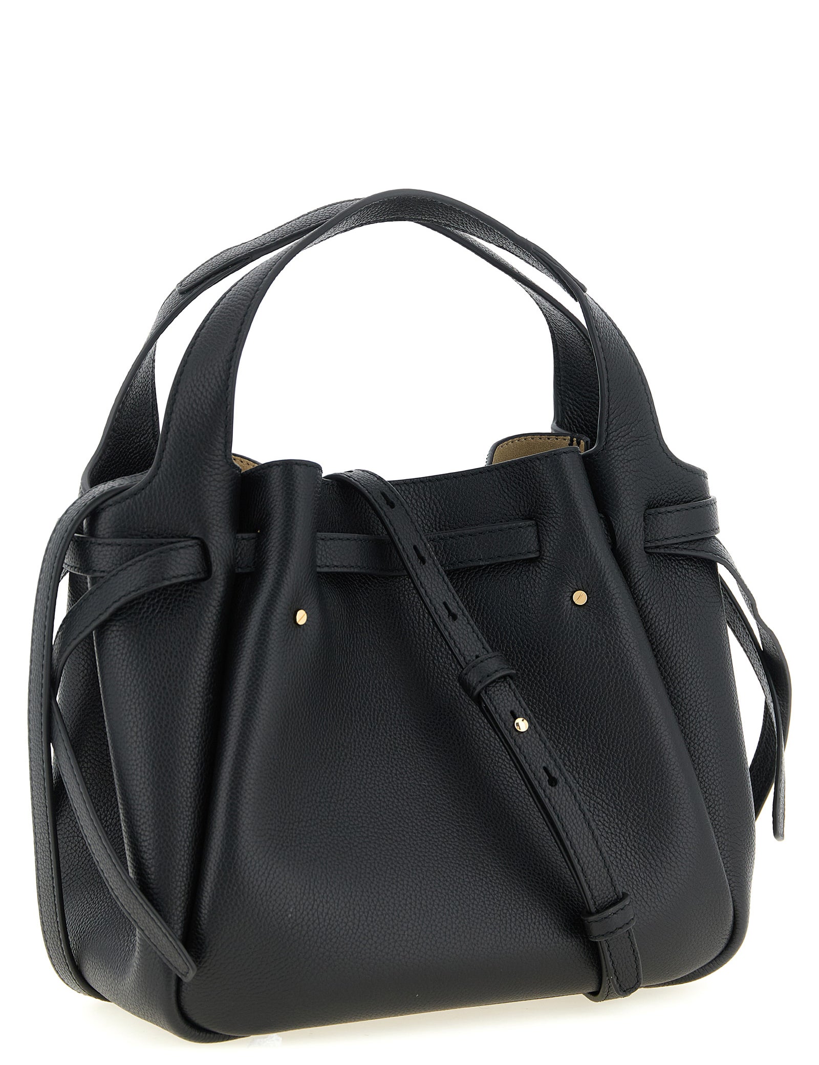 Tory Burch Black Hammered Leather Handbag