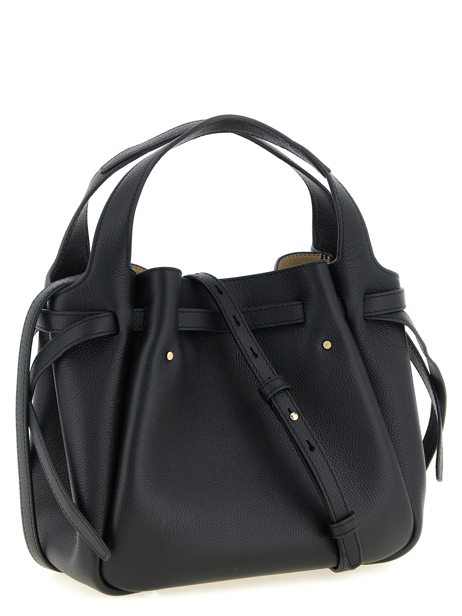 Tory Burch Black Hammered Leather Handbag