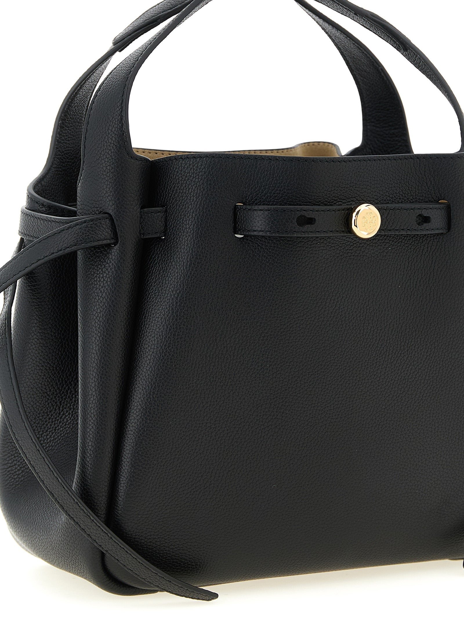 Tory Burch Black Hammered Leather Handbag