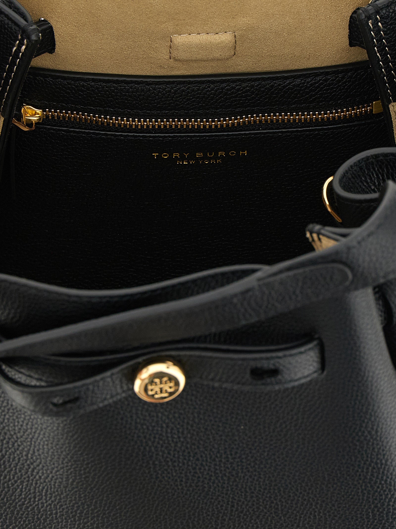 Tory Burch Black Hammered Leather Handbag