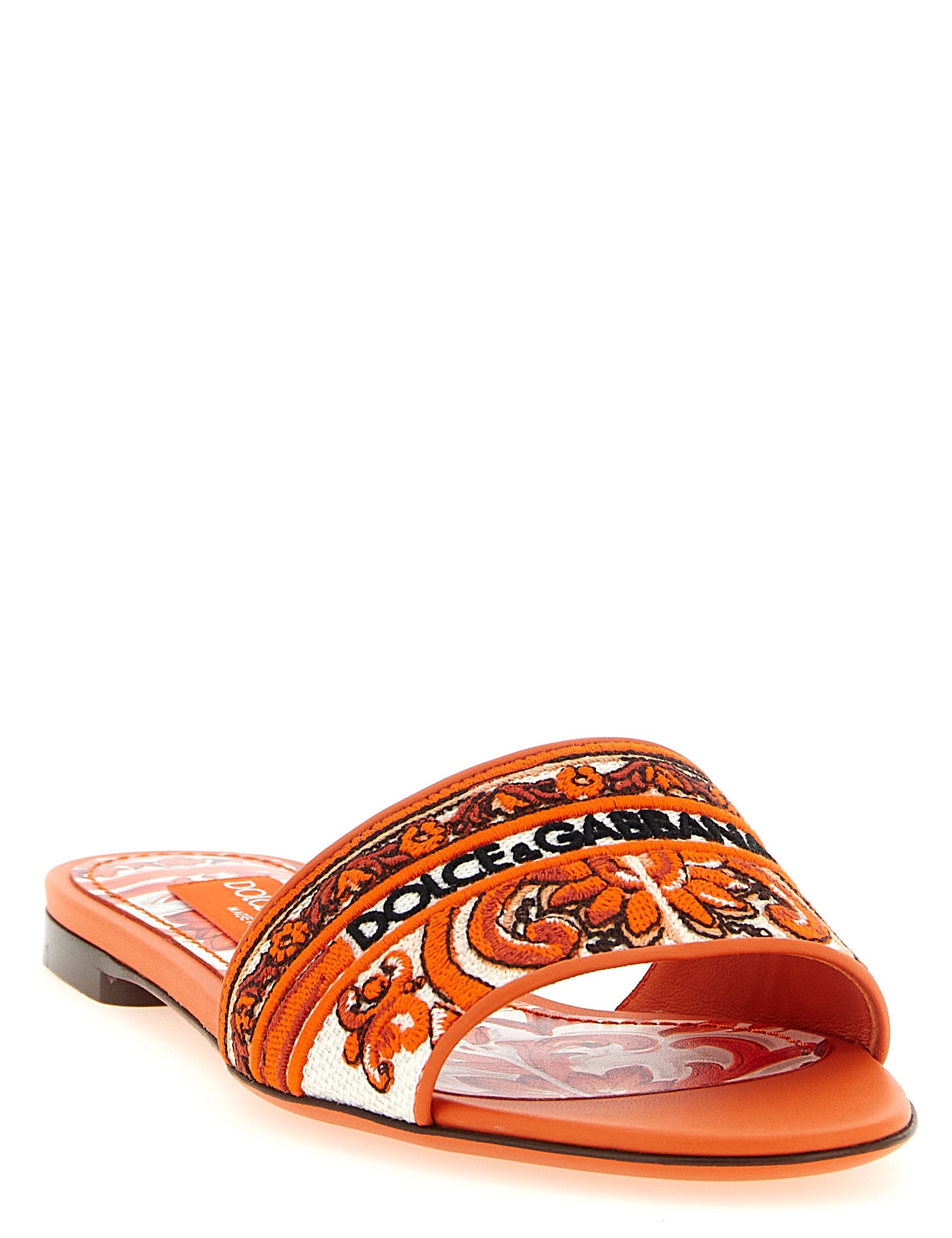 Dolce & Gabbana Orange Cotton Slides