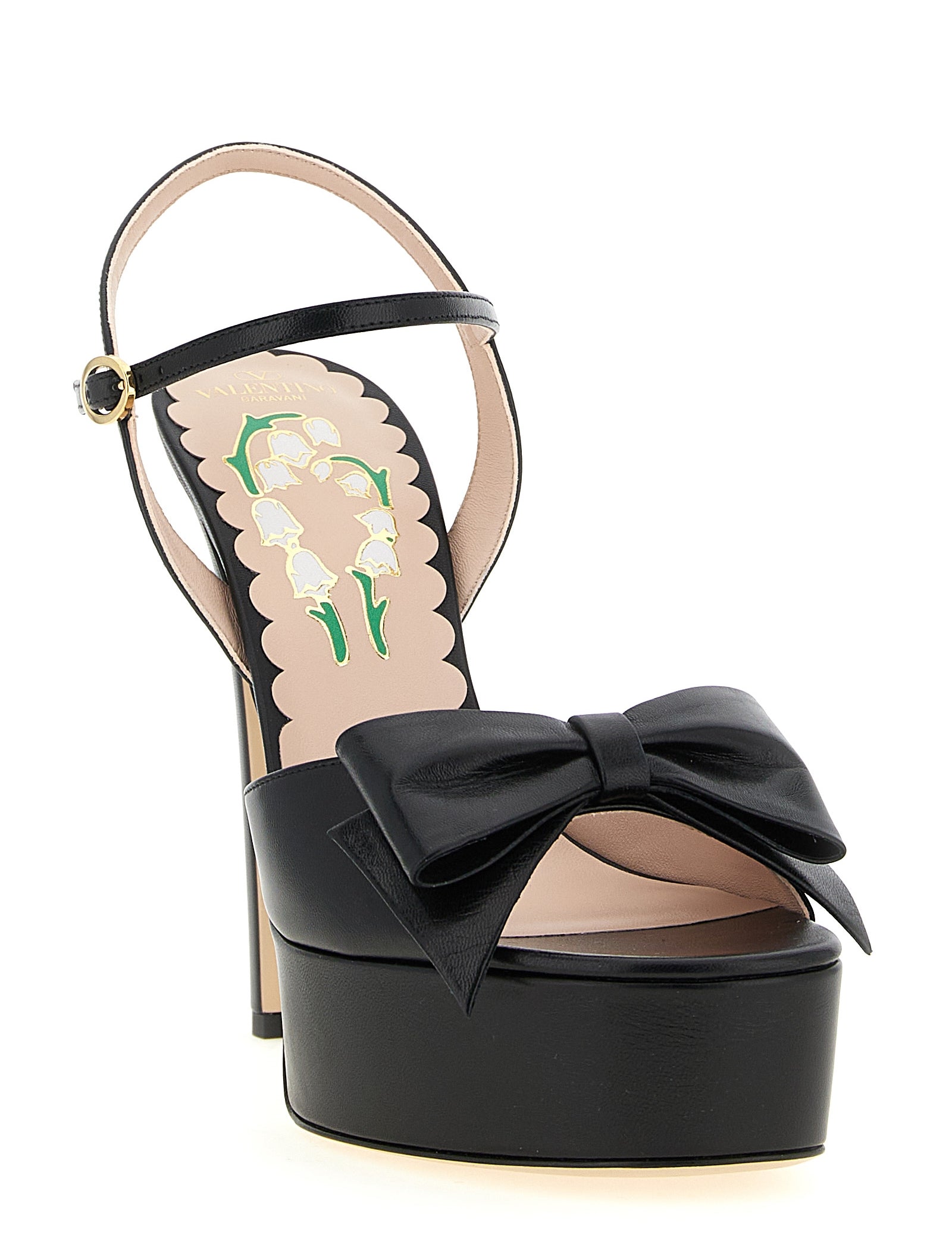 Valentino Garavani Black Calfskin Stiletto Heel Sandals