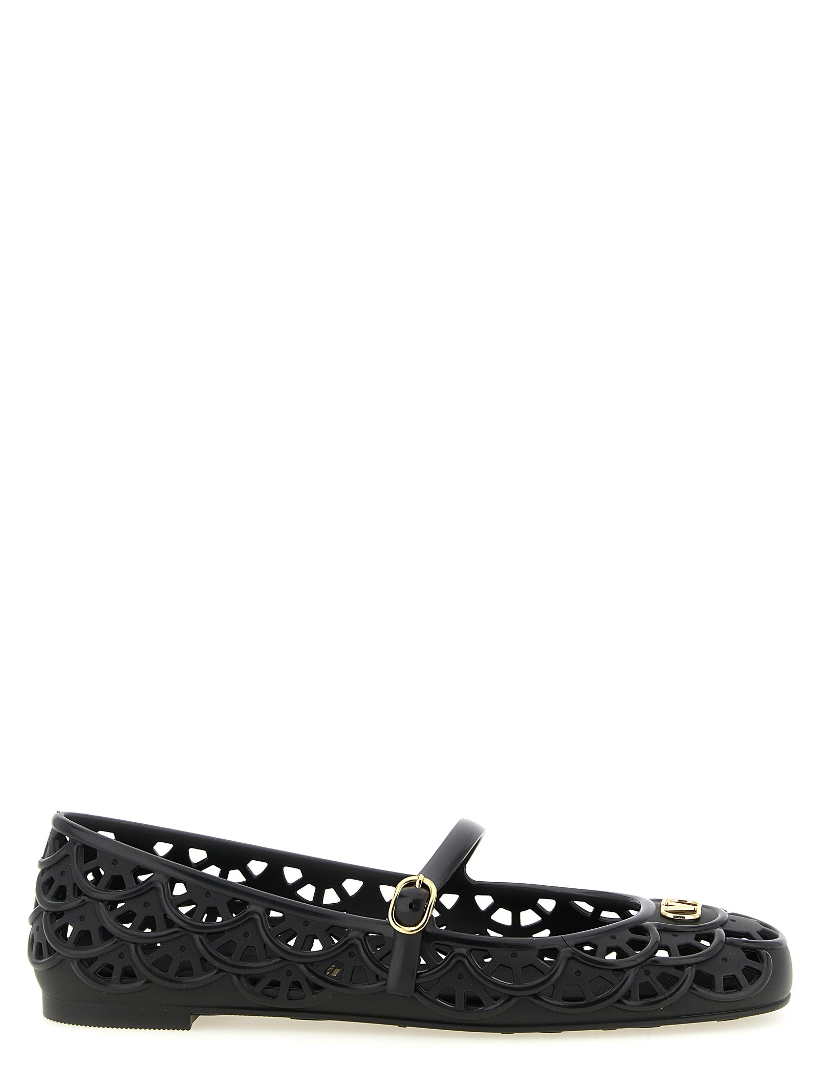 Valentino Garavani Black Rubber Ballet Flats