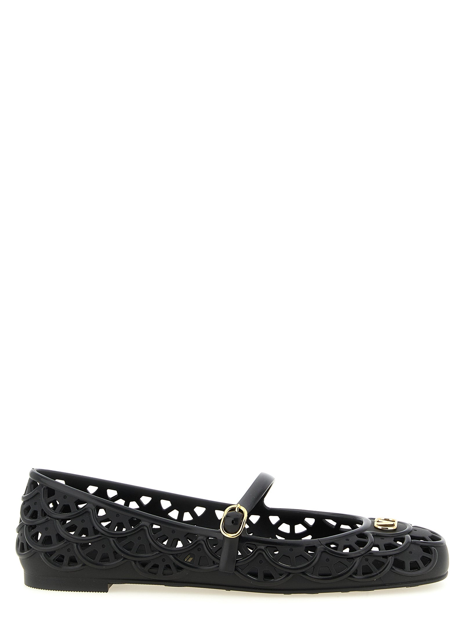 Valentino Garavani Black Rubber Ballet Flats