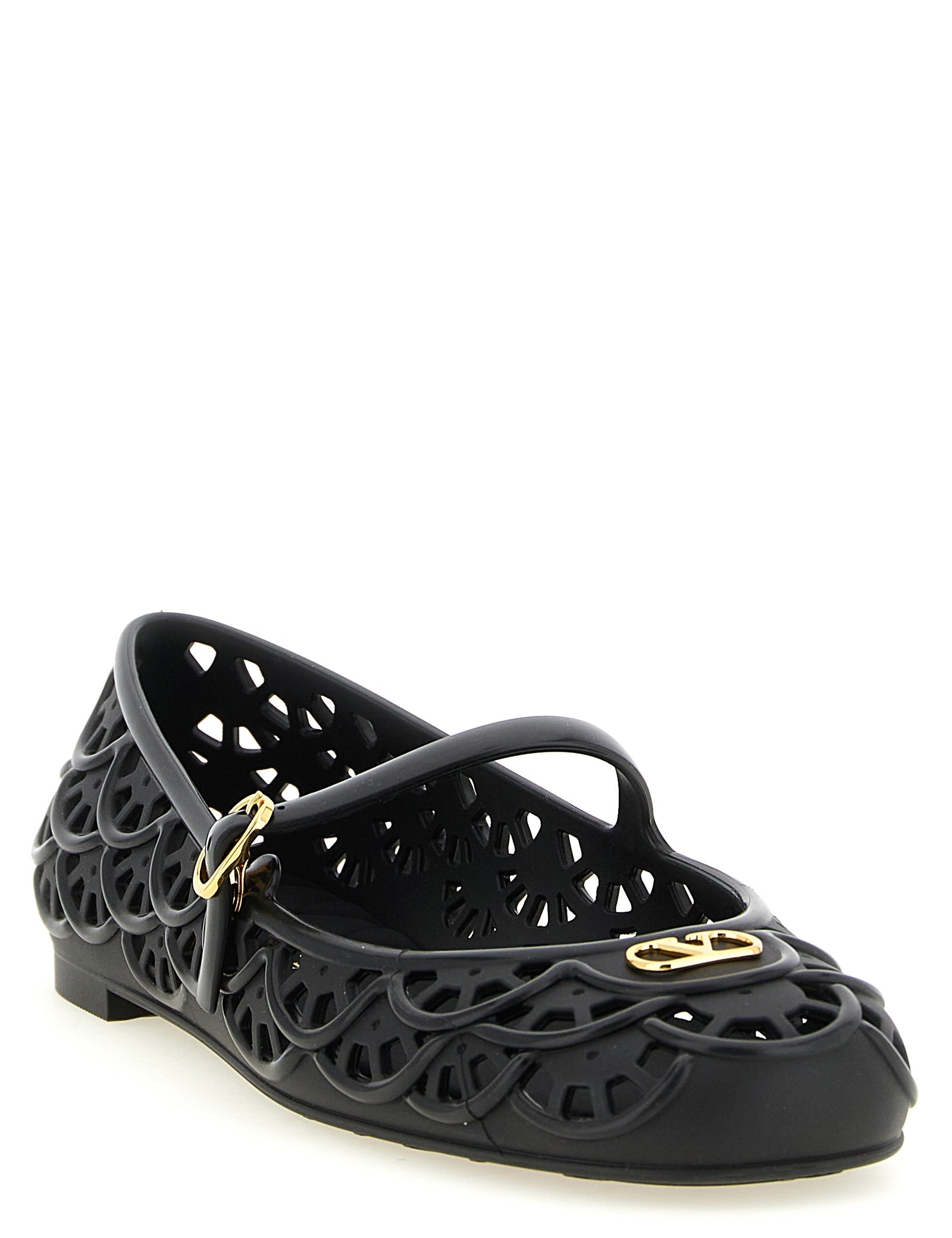 Valentino Garavani Black Rubber Ballet Flats
