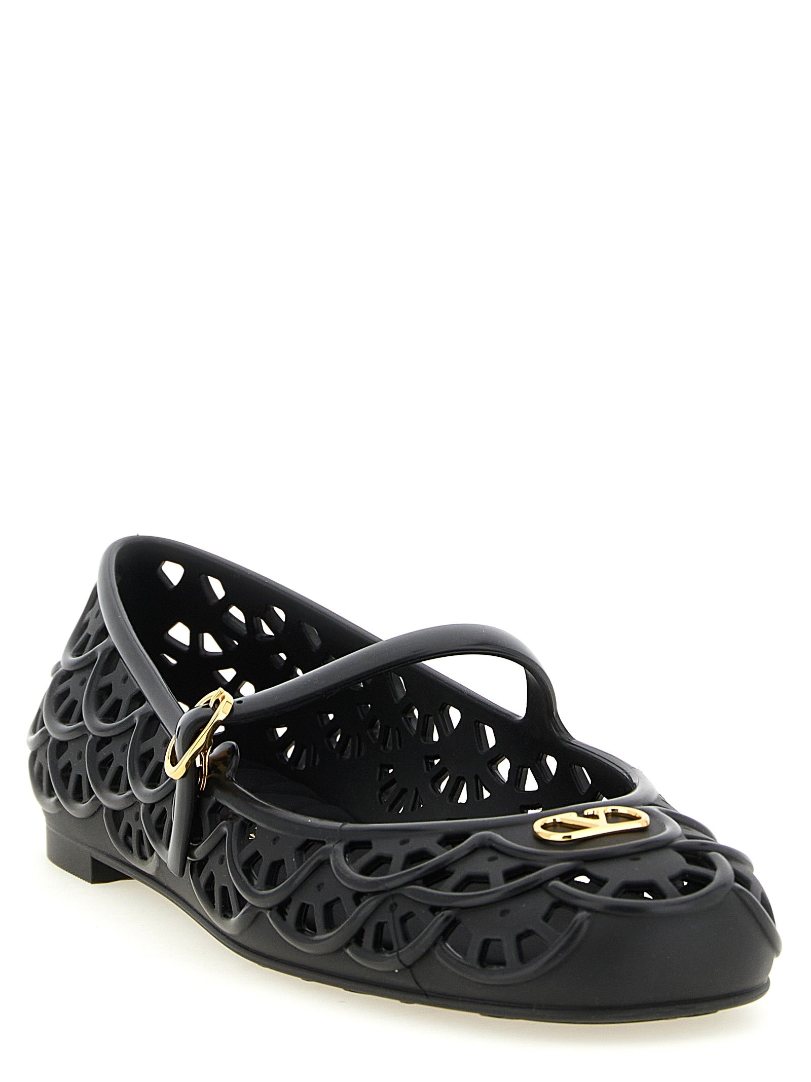Valentino Garavani Black Rubber Ballet Flats
