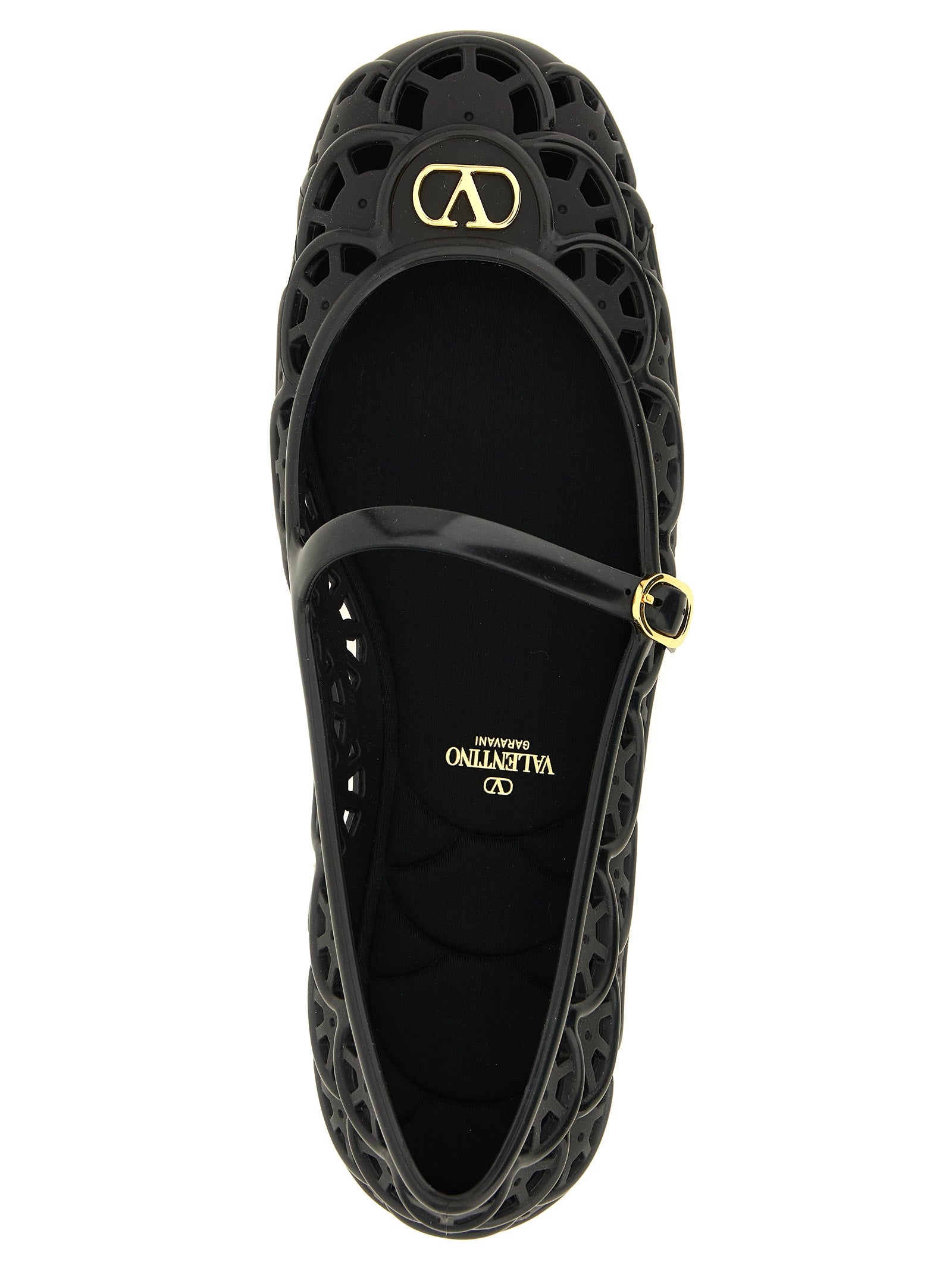 Valentino Garavani Black Rubber Ballet Flats
