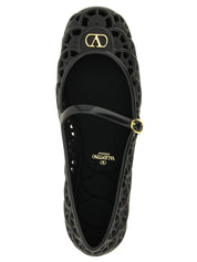 Valentino Garavani Black Rubber Ballet Flats