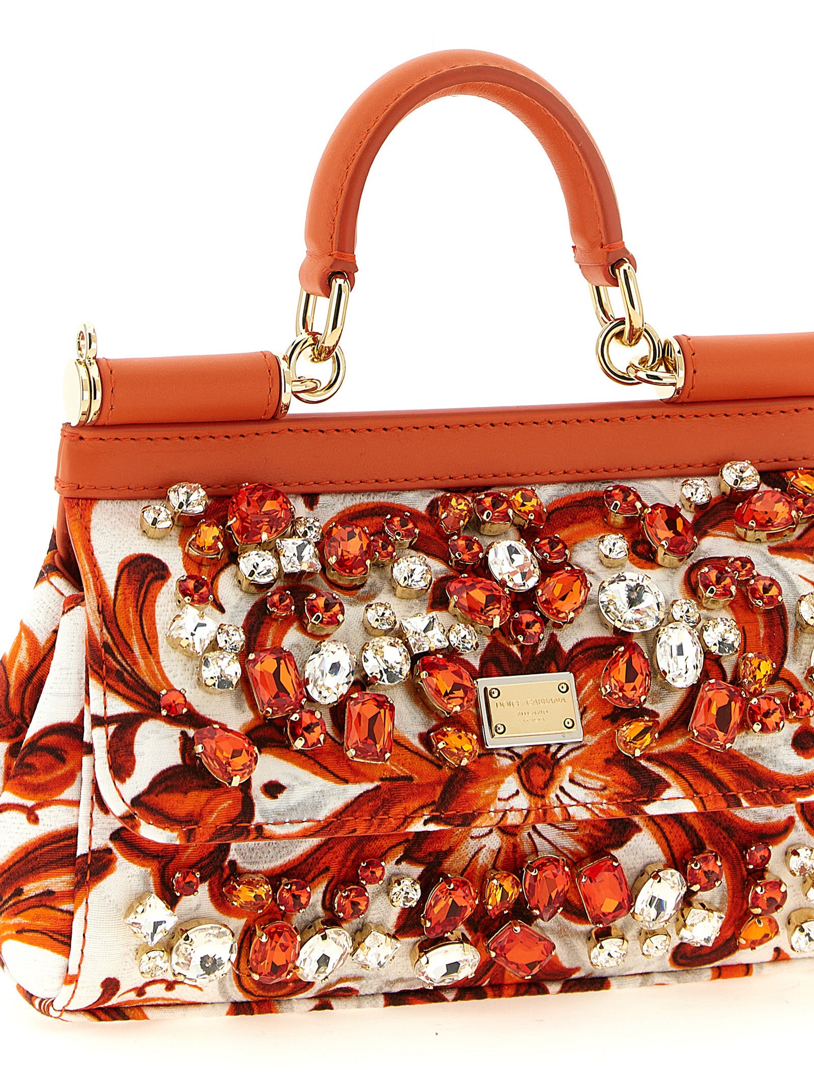 Dolce & Gabbana Orange Cotton Mini Handbag