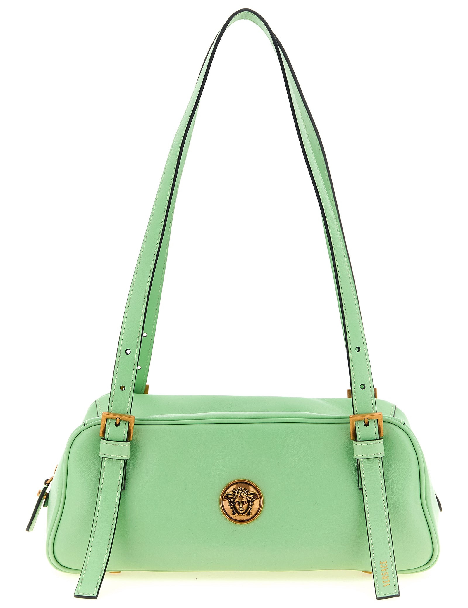Versace Green Bicolor Lamb Leather Shoulder Bag