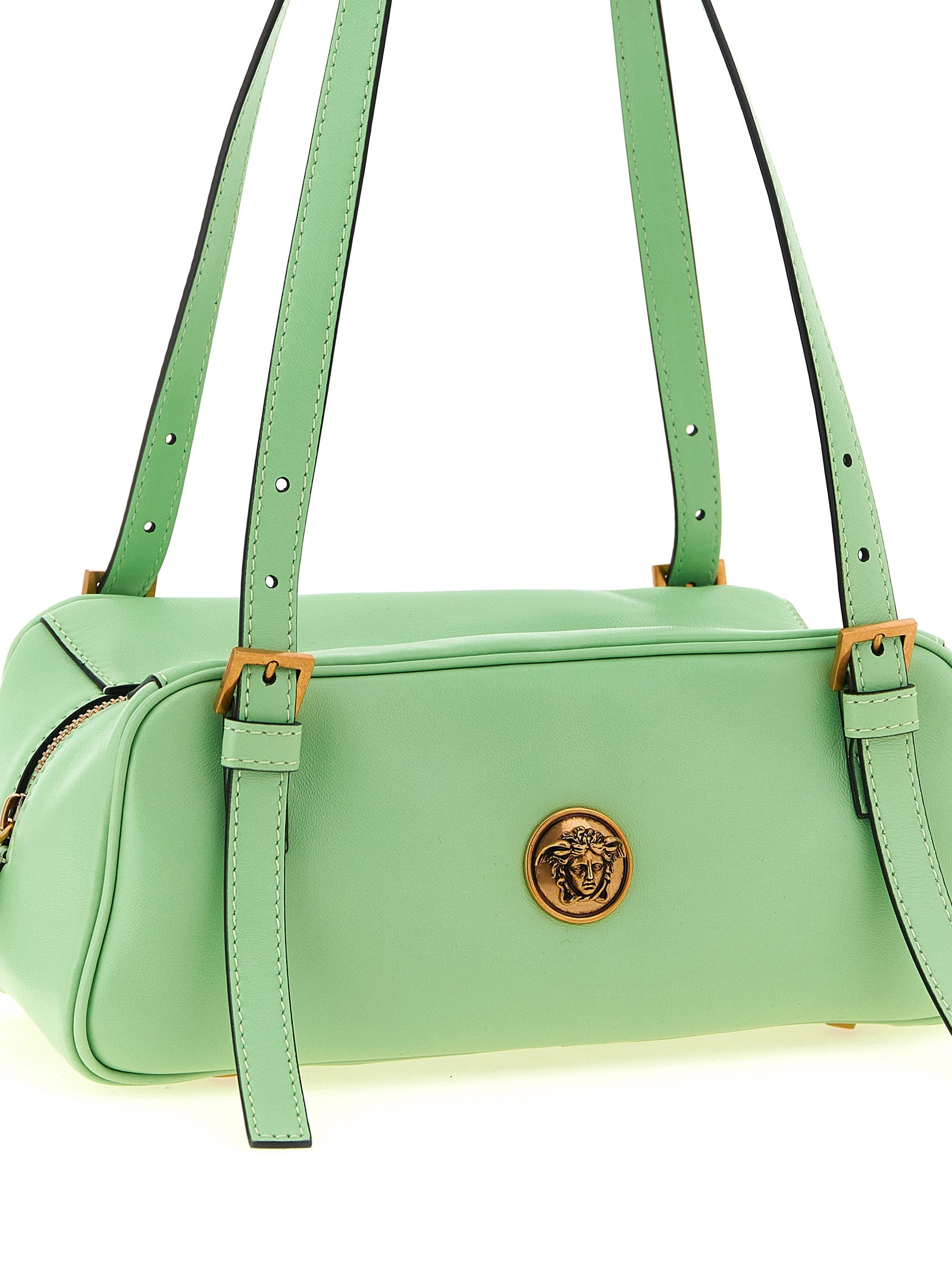 Versace Green Bicolor Lamb Leather Shoulder Bag